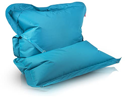 Ecopuf Stor Puff med Kudde Komplett med Band Sittsäck i Polyester Vattentät Puff med Fyllning för Både In- och Utomhusbruk 170x135 Cm