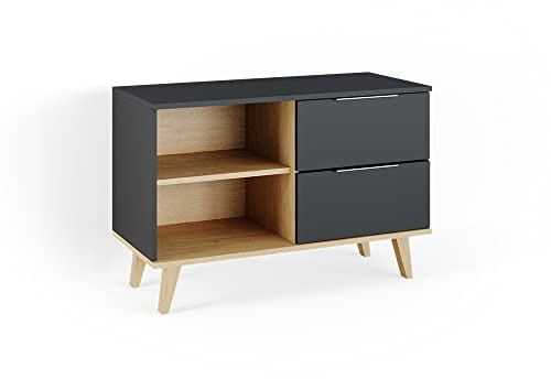 Vicco Mueble bajo para TV Nautica, Antracita, 90 x 61 cm, Apto para Guardar Ropa y Objetos de Uso Diario