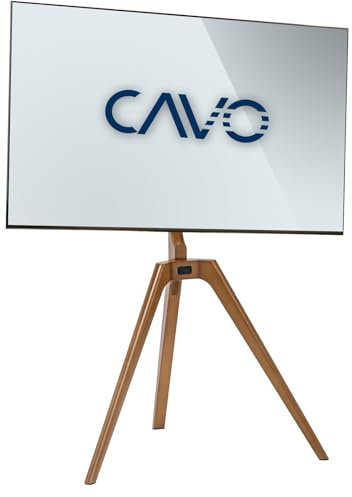 CAVO Chevalet TV pour écrans de 45 à 65 pouces jusqu'à 40 kg, Noyer naturel laqué, Max VESA 400 x 400 mm Pivotant Support universel pour téléviseur & moniteur plat & incurvé