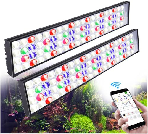 PopBloom WiFi Aquarium LED Beleuchtung 120W, LED Beleuchtung für 110cm-140cm Süßwasser Aquarien, Vollspektrum Aquarium Led Lampe, APP unterstützt Deutsch (120W (For 110-140cm))