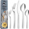BEWOS Set Posate 30 pezzi, Posate per 6 persone, Posate Acciaio Inox, Posate lucidati a specchio, set di forchette, cucchiai e coltelli, Set di Stoviglie per casa/cucina, lavabile in lavastoviglie