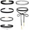 KSJEHW 6 Stück Choker-Halskette für Frauen, schwarzes Choker-Halsketten-Set, schwarze Spitze, Tattoo, Samt, Choker, für Frauen und Teenager-Mädchen