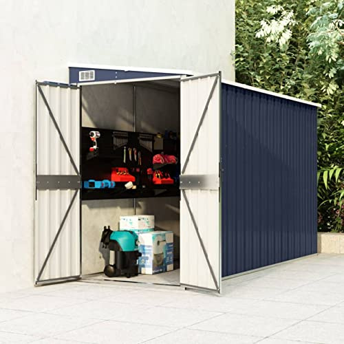 Cobertizo de Jardín, Caseta de Herramientas para Exterior en Acero, Cobertizo de Pared con Puertas, Estructura Metálica Zinzada, Almacenamiento para Herramientas de Jardín, Muebles para Exterior