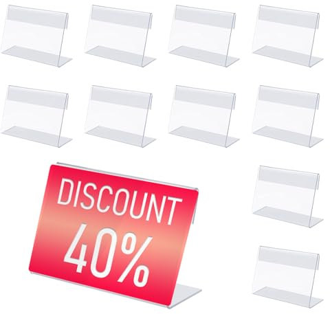 KiKiHong 10 Pcs Tischaufsteller A6,Vertikal Acryl Etikettenhalter,A6 Aufsteller Transparent,A6 L-Aufsteller ideal für Restaurants,Fotos,Cafés,Werbeaktionen,Geschäftsräume