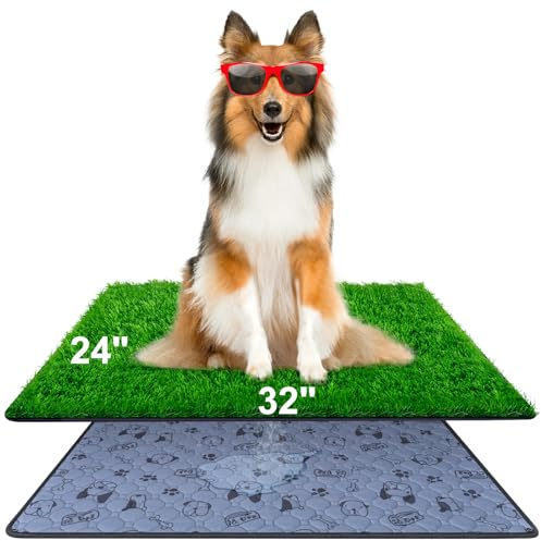 81x60 cm Hundeklo Hundetoilette Welpentoilette mit Kunstrasen, Hochdurchlässiger Hundetoilette Welpenklo Haustiertoilette, mit Waschbar und Wiederverwendbar Trainingsunterlage für drinnen und draußen