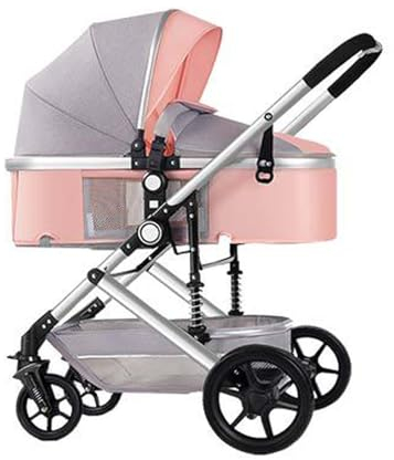 Kombikinderwagen 3 in 1 Reisesysteme,Einem Klick Zusammenklappbarer Kinderwagen,Tragbarer Reisewagen Verstellbarer Rückenlehne,High Landscape Kinderwagen mit Alu-Rahmen,Abschließbare Rä(Color:rosa)