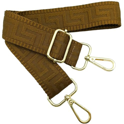 Correa de hombro ajustable para bolsos marrón oscuro, correas de bolsillo para cambiar, correa de bolsillo ancha con mosquetón dorado, 80-130 cm, correa de hombro para mujer, bolso de mano, 3,8 cm