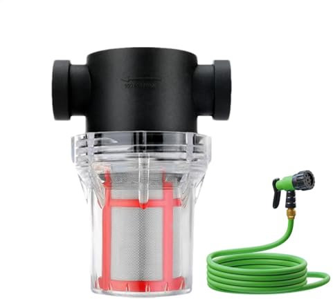 Sediment Filter Attachment - Quick Connect 200 Mesh Inline, Strainer for Garden Hose | Reusable Water Hose Filter for Pressure Washer Inlet, Transfer Pump, and Rain Barrels Transparent Filter Bowl