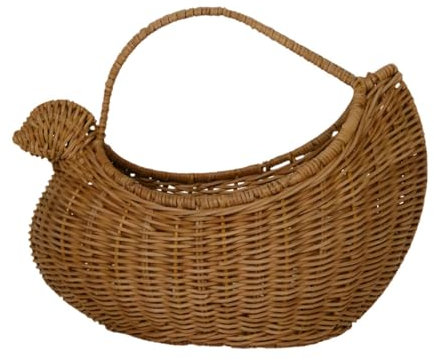 F Fityle Cesta de Huevo Ratán de Ratán Tejido a Mano Regalo de Almacenamiento en Forma de Pollo Decoración de Mimbre Rústico Favores de La Fiesta de Pascua Par