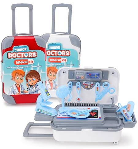 Toyland® 14 Piece Junior Play Doctors & Nurses Medical Kit - Medical Equipment, Stickers & Travel Case - Pretend Play Set - Travel Toy - Car Toys Ages 3+