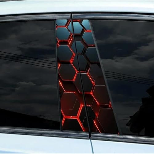 Blueshyhall B pelare klistermärken bil bikakemotiv, 2 stycken mellanpelare klistermärken svart med hexagonmönster reptålig vattentät, cool bildekal sidor bil tuning klistermärke (A)