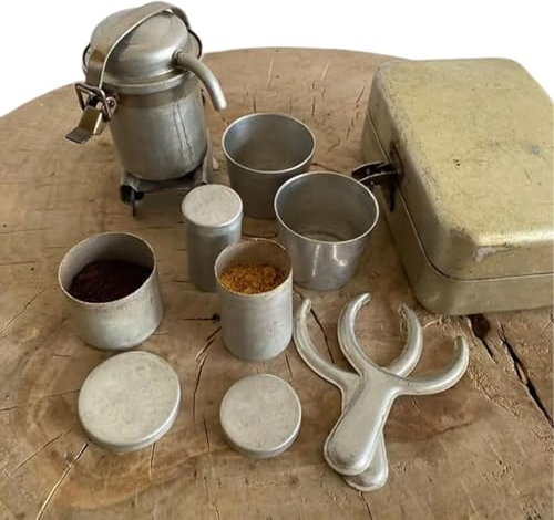 Extra Rare Collectors Portable Espresso Machine & Pour Over Coffee Set - Vintage Camping Kit with 2 Travel Cups, Mini Design for Outdoor Adventures, Hiking, Travel - Gift for Coffee Lovers (Includes A