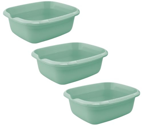 Keeeper, Björk Rektangulär Universalskål Med Hällpip, 3 Stycken, 9 L, 38 X 32 X 14 Cm, Nordisk Grön