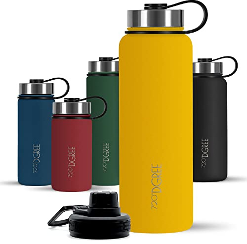 720°DGREE Edelstahl Trinkflasche Kinder 530ml “noLimit” - Auslaufsicher, für Kohlensäure, BPA-Frei - Thermosflasche, Isolierflasche mit Schraubverschluss für Schule, Sport, Fahrrad +Gratis Sportdeckel