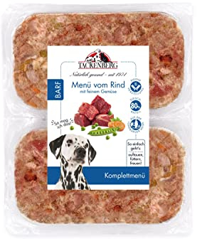 TACKENBERG Barf Menü mit Rindfleisch und feinem Gemüse für Hunde - 14 x 500 g - leckeres Frostfleisch als Hundefutter in Premiumqualität - natürlich getreidefrei - Gefrierfutter