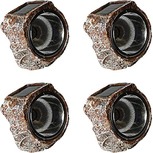 SunKite Solar Powered Rock Light, 4 Pack 10 LED Waterproof Garden Stone Lights Outdoor Landscaping Spotlights, Yard Patio Pathway Driveway Landscape Rock