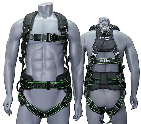 AFP Fall Protection Full-Body Premium Safety Harness, 8” Thick Support Belt, Aluminum D-Rings, Tongue Buckle (OSHA/ANSI PPE) – Fall Protection Harness, Safety Harnesses for Men Construction