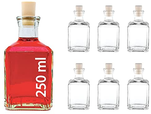 casavetro 6 x 250ml -Mystik SPI-Glas-Flaschen leere zum abfüllen inklusiver Korken kleine Flaschen (6 Stück)