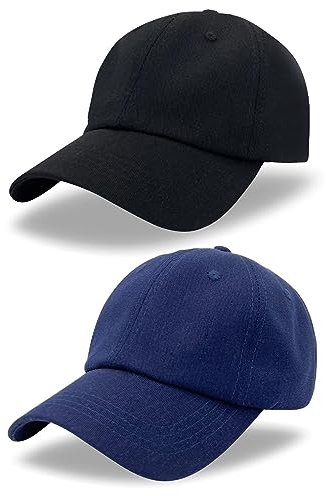 Pummny 2 Stücke Einfarbige Baseballkappe, Unisex-Baseballmütze aus Baumwolle, Verstellbare Baseballmütze, Sport Cap Verstellbar, Reine Baumwolle Atmungsaktive Baseball Cap, Zum Draussen, Sport