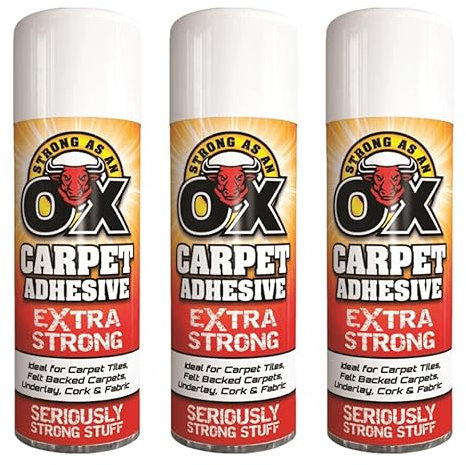 PNJB, Adhesive Spray, 500ml Adhesive Glue Spray for Multi-Purpose Craft Carpet Foam Fabric Can, Strong as An Ox Carpet Adhesive Extra Strong (2 Cans) (3 Pcs)