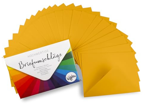 Kuvert C6 (114X162 mm) - 25 Stück - Gelb - extra stabile Umschläge (120 g/m2) für Einladungen, Grußkarten, Geldgeschenke - Briefumschläge - Nassklebung ohne Fenster (Dunkelgelb, 25 Stück)