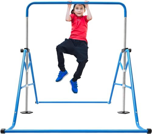 Barre de gymnastique pour enfants - Barre fixe d'extérieur pour le jardin - Échafaudage d'escalade pour enfants et adolescents - Hauteur réglable - Pour la maison, la gym, le jardin - Rose - Hauteur