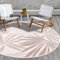 payé In- & Outdoor-Teppich - Beige Creme - 160x160cm Rund - Wendeteppich - Florales Muster - Wetterbeständig für Balkon Terrasse - Indoor Teppiche Wohnzimmer Küche