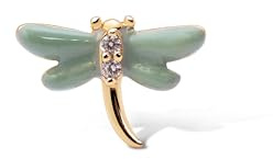 SINGULARU - Pendiente Suelto Libélula. Plata de Ley 925 con Acabado Baño de Oro de 18kt con Esmalte y Circonita. Joyas para Mujer