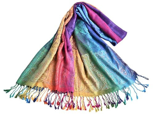 CWPFVQA 1 Stück Regenbogenfarbener Schal, Vintage-Schal, Damenschal, Damenschal, Eleganter Schal, Multifunktionsschal, Bekleidungszubehör