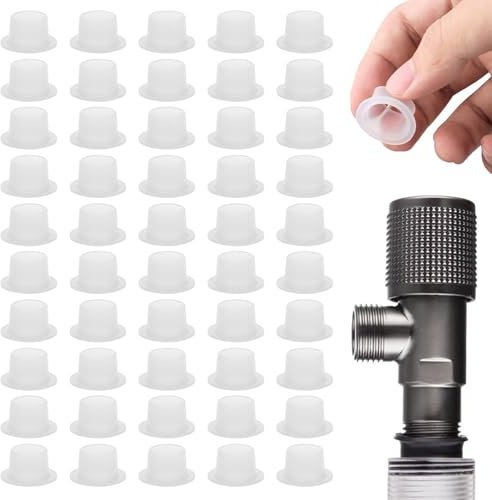 Luckwaii Wasserhahn Dichtung Faucet Leak-proof Sealing Gasket, 50 Stück Kieselgel Lecksicher Dreieck Ventildichtung für Viertel Armaturen Anwendbar auf Verschiedene Rohrverbindungsstücke (Weiß)