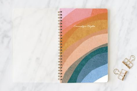 Minted Cuaderno de collage de arcoíris, diario de escritura para notas y diario, cubierta duradera sin acrílico, moderno, colorido y simple, cuaderno de diario encuadernado en espiral con 80 páginas a