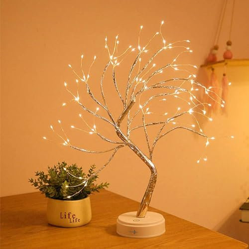 Lunartec Baum Lichterbaum: LED-Lichterbaum, 108 LEDs, USB oder Batterie, 53 cm hoch, goldfarben (Baum Batterie oder USB, Dual betriebener, Weihnachtsbaumbeleuchtung kabellos)
