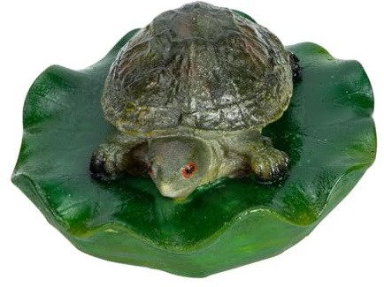 VICASKY Decoración de estanque flotante con forma de tortuga, hoja de loto, figura de agua realista para jardín, estanque y piscina, figura de animales como elegante decoración de paisaje acuático