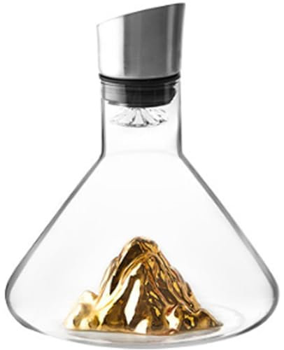 Carafe à vin avec filtre aérateur, verre en cristal soufflé à la main sans plomb (doré)