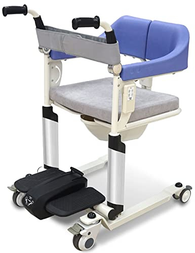 Sedia da trasferimento girevole per pazienti, ausilio per il bagno per anziani o disabili, 5 in 1 per anziani disabili, vasca girevole, assistenza per il bagno, sicura e stabile, blu