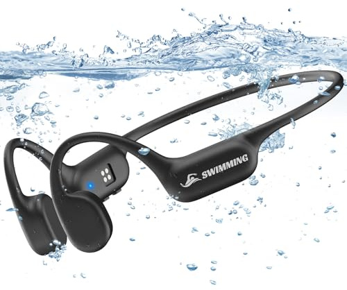 Guudsoud Casque Conduction Osseuse,Écouteur Natation À Bluetooth 5.4,Lecteur MP3 Étanche IP68, Mémoire MP3 32G Intégrée, Écouteur Natation pour Course à Pied,Course à Pied,Cyclisme - Noir
