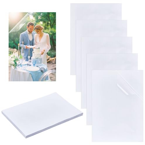 NBEADS 50 Pcs Cold Laminating Film Sheet, 30.5X 21.5cm A4 Self-Adhesive Laminating Pouches Clear PVC Holographic Protective Film for Business Cards, Photos, Stickers, Documents