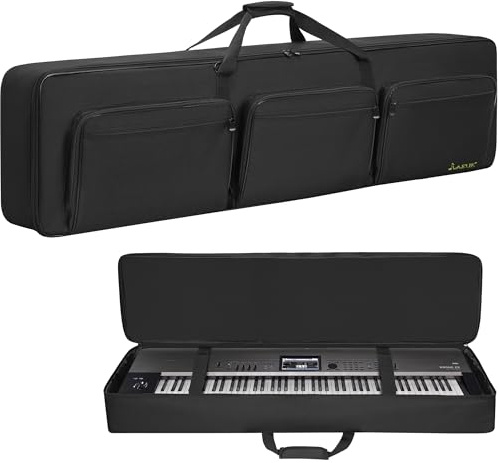 Gigbag für Keyboard, tragbar, gepolstert, mit 10 mm Baumwolle, 600D Oxford-Stoff, Gigbag, Schwarz , 88Key-Length 54, Klassisch