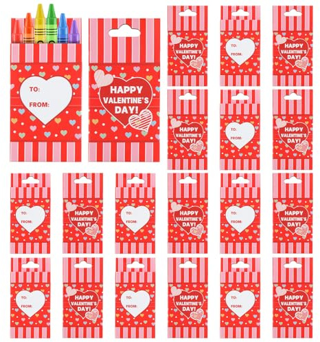 Kosiz 46 Pack Heart Valentine's Day Crayons Multicolor Wax Crayons Valentine Gift for Exchange Treats Prizes Supplies, 6 Color in a Box, 276 Pcs in Total