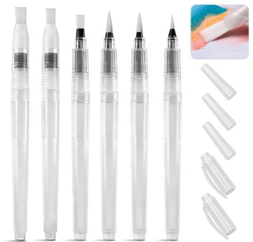 Pennelli Acquerello con Serbatoio Riempibile, Set da 6 Pezzi, Pennelli Professionali per Acquerelli da 155mm con Punta Fine, Media e Grande, Ideali per Pittura, Disegno e Arte Acquerello