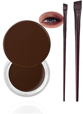 Brown Cream Gel Eyeliner with 2 Professional Brushes - Smudge Proof Waterproof Eye Liner Pot & Smooth Gliding Long Lasting Formula for Defined Natural or Dramatic Eye Makeup