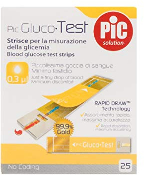 Pic Solution Pic GlucoTest - Strisce Per La Misurazione Della Glicemia, Confezione da 25 Strisce