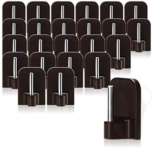 com-four® 24x Selbstklebende Gardinenhaken für Gardinenstangen, Vitragestangen Zubehör Sets - Klebehaken für Fenster, Fensterhaken - braun