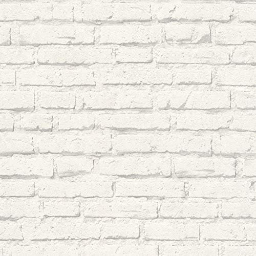 Papier peint brique blanche | Tapisserie imitation pierre réaliste | Papiers peints blancs intissés modernes pour chambre et salon