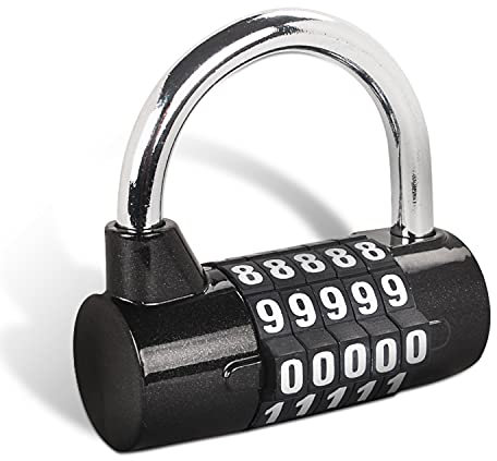 Serrure à Combinaison SISAV à 5 Chiffres, Cadenas de Gymnase, Serrure à Combinaison Remplaçable, Adaptée aux Casiers d'École, Boîtes à Outils, Clôtures, Noir (1 Pièce)