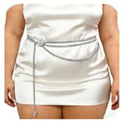 MODRSA Silver Chain Belt Silver Waist Chain For Women Waist Chain Belt Chain Metal Belly Chain Body Jewelry Dress Belts Plus Size 50 130cm Prom Parties Weddings Festivals Formal Occasion