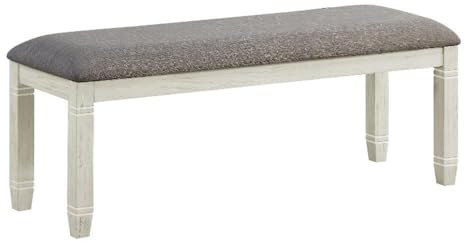 Lexicon Granby Pine Wood Dining Room Bench in Antique White Finish