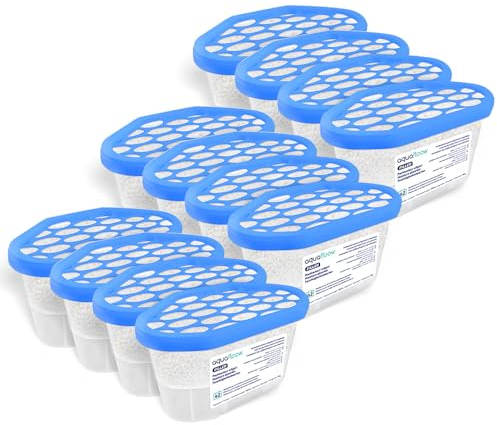 Aquafloow Déshumidificateur 600 ml, Réduit l'humidité de l'air, 12 Recharges de Granulés LEMON | Neutraliseur d'odeurs, Absorbeur d'humidité pour Cuisine, Placard, Salle de Bain et Bureau