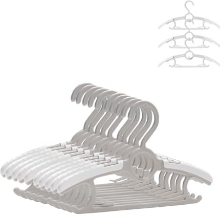 ManGotree Grucce appendiabiti per camerette bambini, 28-36,8 cm, regolabili, antiscivolo, impilabili e salvaspazio, confezione 10, grigio