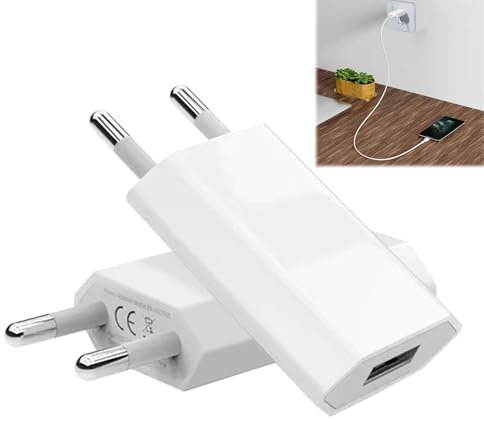 Chargeur Secteur USB (5W 5V 1A), 2 Pièces Adaptateur Universel Avec Prise USB C pour Phone, Pad, Smartwatch, Écouteurs - Blanc